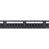 Коммутационная панель NIKOMAX 19", 1U, 24 порта, Кат.5e (Класс D), 100МГц, RJ45/8P8C, 110/KRONE, T568A/B, неэкранированная, с органайзером, черная - г