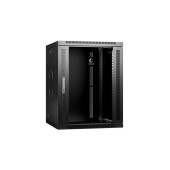 Шкаф телекоммуникационный настенный 19" 18U 600x350x901mm (ШхГхВ) дверь стекло, цвет черный (RAL 9004)