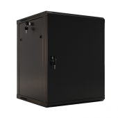 Шкаф настенный 19-дюймовый (19"), 15U, 775x600х450мм, металлическая передняя дверь с замком, две боковые панели, цвет черный (RAL 9004) (разобранный)