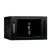 Шкаф телекоммуникационный настенный 19" 6U 600x600x368mm (ШхГхВ) дверь стекло, цвет черный (RAL 9004)