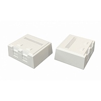 Корпус настенной розетки для установки 2-х вставок типа Keystone Jack, со шторкой, белый