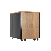 Шкаф Серверный Звукоизолированный 42U, 750х1130, двустворчатые двери, отделка клен Танзау 16001, цвет металлического корпуса черный