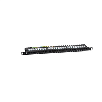 Патч-панель высокой плотности 19" (0,5U), 24 порта RJ-45, категория 5e, Dual IDC, 90 градусов, с задним кабельным о