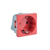 Розетка 45х45 с заземлением, 90 градусов, красная EKF