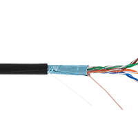 Кабель NETLAN F/UTP 4 пары, Кат.5e (Класс D), 100МГц, одножильный, BC (чистая медь), внешний, PE до -40C, черный, 100м