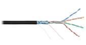 Кабель NIKOLAN F/UTP 4 пары, Кат.5e (Класс D), тест по ISO/IEC, 100МГц, одножильный, BC (чистая медь), 24AWG (0,50мм), внешний, PE до -60С, черный, 30