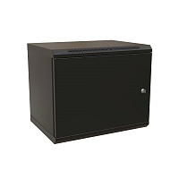 Шкаф настенный 19-дюймовый (19"), 15U, 775x600х450мм, металлическая передняя дверь с замком, две боковые панели, цвет черный (RAL 9004) (разобранный)
