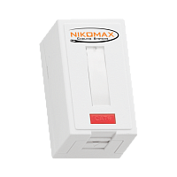 Настенная розетка NIKOMAX, 1 порт, Кат.6 (Класс E), 250МГц, RJ45/8P8C, FT-TOOL/110/KRONE, T568A/B, неэкранированная, со шторкой, белая - гарантия: 5 л