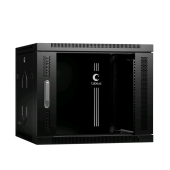 Шкаф телекоммуникационный настенный 19" 9U 600x450x501mm (ШхГхВ) дверь стекло, цвет черный (RAL 9004)