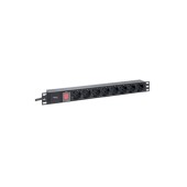 Блок розеток PDU TERACOM PRO 19" 1U 16А/250В 8 розеток Schuko с выключателем шнур питания длиной 2 метра сечение 3x1,5 мм2 вилка Schuko корпус пластик