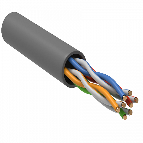Кабель связи витая пара U/UTP кат. 5 4 пары solid CCA 100Мгц PVC серый 305м GENERICA