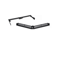 Угловая модульная патч-панель 19", 24 порта, 1U , для неэкранированных модулей, с задним кабельным организатором (без модулей)