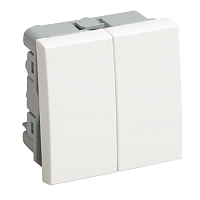 Выключатель проходной (переключатель) двухклавишный на 2 модуля. ВК4-22-00-П