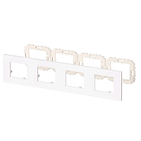 Лицевая панель четырехместная 295х80 мм, для 4-х модулей 45х45 мм, с суппортом, цвет белый