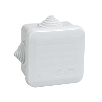 Коробка КМ41236 распаячная для о/п 70х70х40 мм IP44 (RAL7035, 4 гермоввода, защелкивающаяся крышка)