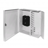 Бокс оптический универсальный настенный, от 8 до 96 портов (SC, duplex LC, ST, FC), со сплайс пластиной, без пигтейлов и проходных адаптеров, серый