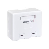 Корпус настенной розетки TERACOM PRO на 2 модуля Keystone со шторками и маркерами белый