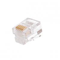 Коннектор NETLAN RJ12/6P6C под витую пару, Кат.3 (Класс C), 16МГц, покрытие 3мкд, универсальные ножи, для проводников 0,40-0,45мм, неэкранированный, у