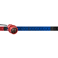 Верт блок розеток Rem-3×32, 3×32A, 6 авт, инд, 36C13, 1420мм, шнур 3м IEC309