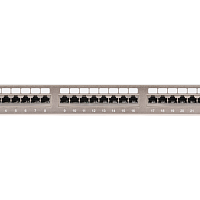 Коммутационная панель NIKOMAX 19", 1U, 24 порта, Кат.6 (Класс E), 250МГц, RJ45/8P8C, 110/KRONE, T568A/B, полный экран, с органайзером, металлик - гара
