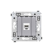 Компьютерная розетка RJ-45 без шторки в стену, кат.5е одинарная, "Avanti", "Закаленная сталь"