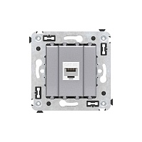 Компьютерная розетка RJ-45 без шторки в стену, кат.5е одинарная, "Avanti", "Закаленная сталь"