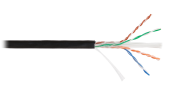 Кабель NETLAN U/UTP 4 пары, Кат.6 (Класс E), 250МГц, одножильный, BC (чистая медь), внешний, PE до -40C, черный, 305м