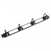 Органайзер кабельный горизонтальный с окнами 19" 1U, 4 кольца, цвет черный