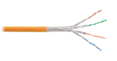 Кабель NIKOLAN S/FTP 4 пары, Кат.6 (Класс E), тест по ISO/IEC, 250МГц, одножильный, BC (чистая медь), 23AWG (0,55мм), внутренний, LSZH нг(А)-HFLTx, ор