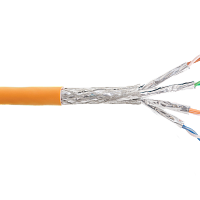 Кабель NIKOLAN S/FTP 4 пары, Кат.6 (Класс E), тест по ISO/IEC, 250МГц, одножильный, BC (чистая медь), 23AWG (0,55мм), внутренний, LSZH нг(А)-HFLTx, ор