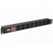 ССД PH12-8C133 ITK PDU 8 розеток C13, с LED выкл, 1U, вх. C14, без шнура