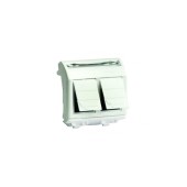 Ком.роз. двойная RJ45 кат.5e экран. (8P8C, Hyperline, Dual IDC: 110&Krone) Brava, белая, 2мод