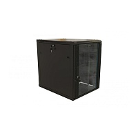 Шкаф настенный 19-дюймовый (19"), 22U, 1086x600х800мм, стеклянная дверь с перфорацией по бокам, ручка с замком, цвет черный (RAL 9004) (разобранный)