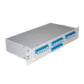 Кросс 19", предсобранный 1U, 32 порта LC дуплекс 9/125 мм (розетки, сплайс 2шт, КДЗС, пигтейлы)