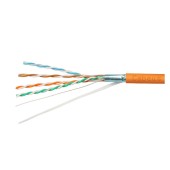 Кабель витая пара экранированная FTP (F/UTP), категория 5e, 4 пары (24 AWG), одножильный, экран - фольга, LSZH, нг(А)-HF, оранжевый, (25 м)