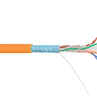 Кабель NIKOLAN F/UTP 4 пары, Кат.6 (Класс E), тест по ISO/IEC, 250МГц, одножильный, BC (чистая медь), 23AWG (0,57мм), внутренний, LSZH нг(А)-HFLTx, ор