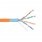 Кабель витая пара F/UTP, категория 5e, 4 пары (24 AWG), одножильный (solid),LSZH, нг(А)-HF, –20°C – +75°C, оранж. гарантия: 15 лет комп; 25 лет сист