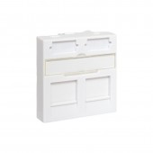 Вставка розеточная TERACOM PRO 45x45мм формат Mosaic на 2 модуля Keystone со шторками и маркерами белая