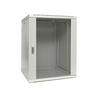 Шкаф настенный 19" TERACOM PRO 15U 600х600 мм дверь стеклянная с замком-ручкой серый