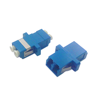 Оптический проходной адаптер LC-LC, SM, duplex, корпус пластиковый, синий, белые колпачки