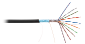 Кабель NETLAN F/UTP 10 пар, Кат.5 (Класс D), 100МГц, одножильный, BC (чистая медь), внешний, PE до -40C, черный, 305м