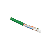 Кабель витая пара U/UTP, кат 6, 4 пары (23 AWG), однож(solid), с разделителем, LSZH, нг(А)-HF, –20°C – +75°C, зеленый - гарантия:15 лет комп. 25 сист