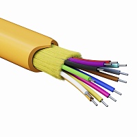 Кабель волоконно-оптический, распределительный, арамидные упрочняющие нити, для внутренней прокладки, нг(A)-HFLTx, 12 ОВ, категория OM2 (G.651.1) плот