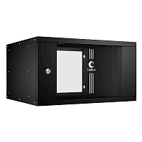 Шкаф телекоммуникационный настенный 19" 6U, серия LIGHT разборный, дверь стекло, цвет черный