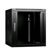 Шкаф телекоммуникационный настенный 19" 12U 600x600x635mm (ШхГхВ) дверь стекло, цвет черный (RAL 9004)