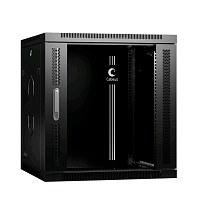 Шкаф телекоммуникационный настенный 19" 12U 600x600x635mm (ШхГхВ) дверь стекло, цвет черный (RAL 9004)