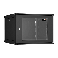 Настенный разборный шкаф TLK 19", 9U, стеклянная дверь, Ш600хВ436хГ600мм, 2 пары монтажных направляющих, черный