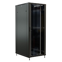 Шкаф напольный 19-дюймовый, 32U, 1610х800х1000 мм (ВхШхГ), передняя стеклянная дверь со стальными перфорированными боковинами, задняя дверь сплошная, 