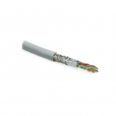 Кабель витая пара, экранированная SF/UTP, категория 6, 4 пары (26 AWG), многожильный (patch), экран - фольга + медная оплетка, LSZH, серый