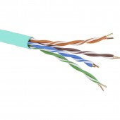 Кабель витая пара кат. 6A неэкранированный, U/UTP, 4 пары, нг(А)- LSLTx,цвет внешней оболочки аква, катушка 500 м